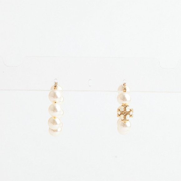 TORY BURCH KIRA PEARL HOOP EARRINGS - Picture 1 of 6